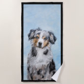 Miniatuur Amerikaanse Herdershond Schilderij - Hon Strandlaken (Voorkant)