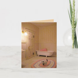 Miniatuur Badkamer met Katten Note Kaart, Custom Kaart