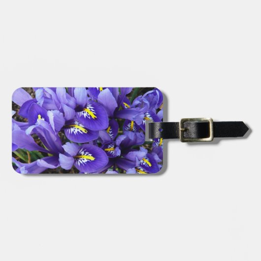 Miniatuur Blue Iriss Spring Floral Bagagelabel (Voorkant horizontaal)