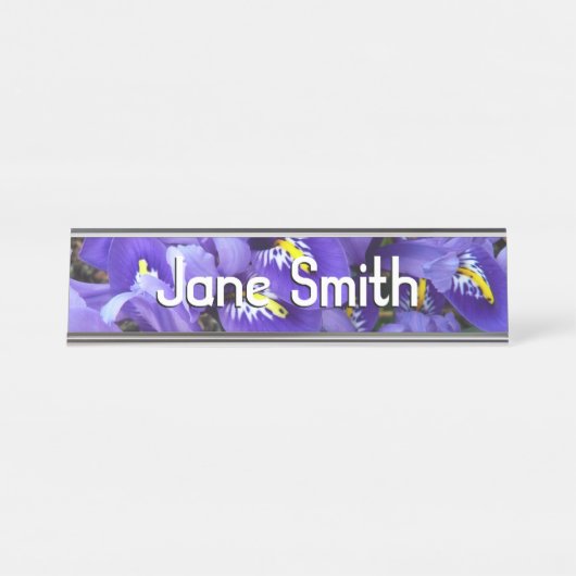Miniatuur Blue Iriss Spring Floral Bureau Naambordje (Voorkant)