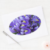 Miniatuur Blue Iriss Spring Floral Ovale Sticker (Envelop)