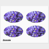 Miniatuur Blue Iriss Spring Floral Ovale Sticker (Vel)