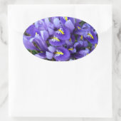 Miniatuur Blue Iriss Spring Floral Ovale Sticker (Tas)