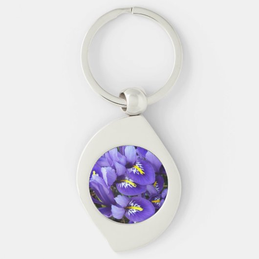 Miniatuur Blue Iriss Spring Floral Sleutelhanger (Voorkant)