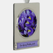 Miniatuur Blue Iriss Spring Floral Verzilverd Banner Ornament (Rechts)