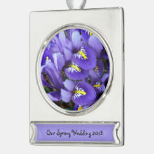 Miniatuur Blue Iriss Spring Floral Verzilverd Banner Ornament (Links)