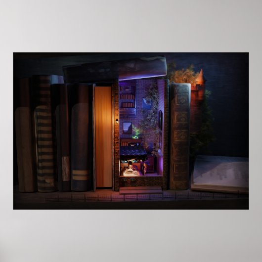 Miniatuur boekenrek invoegstuk voor brede lezing poster (Voorkant)