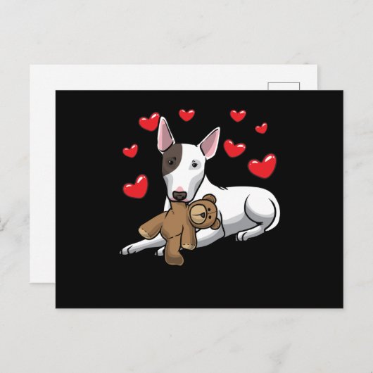 Miniatuur Bull Terrier Dog met gespoten dier Briefkaart (Voorkant / Achterkant)