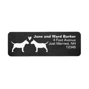 Miniatuur Bull Terrier Dog Silhouettes met hart Etiket