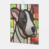Miniatuur Bull Terrier "Glas in lood" Glas Ornament (Voorkant links)