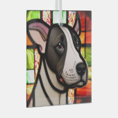 Miniatuur Bull Terrier "Glas in lood" Glas Ornament (Voorkant Rechts)