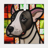 Miniatuur Bull Terrier "Glas in lood" Glas Ornament (Achterkant)