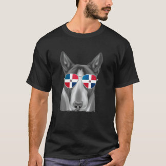 Miniatuur Bull Terrier Hond Dominicaanse Vlag Zonn T-shirt