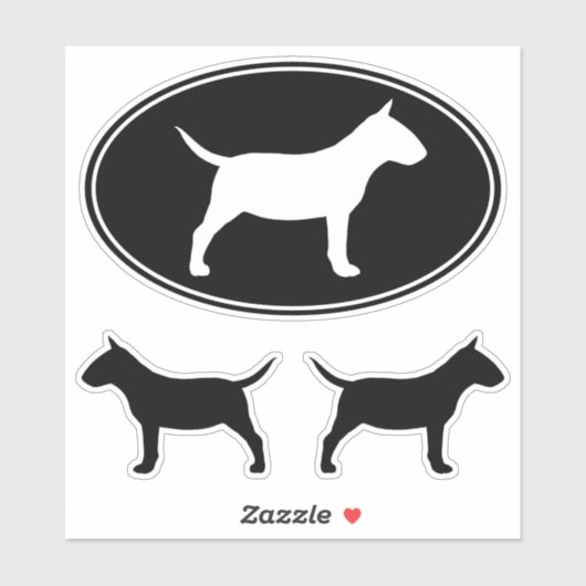 Miniatuur Bull Terrier Hond Silhouetten Sticker Se (Vel)