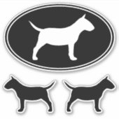 Miniatuur Bull Terrier Hond Silhouetten Sticker Se (Voorkant)