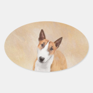 Miniatuur Bull Terrier Painting - Cute Original Do Ovale Sticker