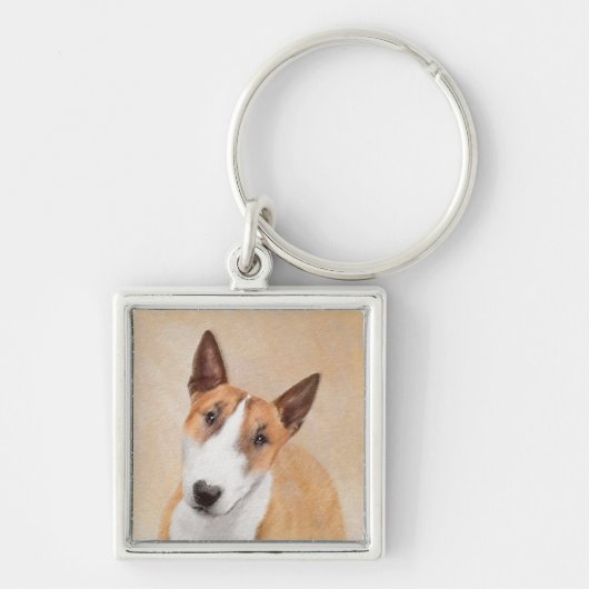 Miniatuur Bull Terrier Painting - Cute Original Do Sleutelhanger (Voorkant)