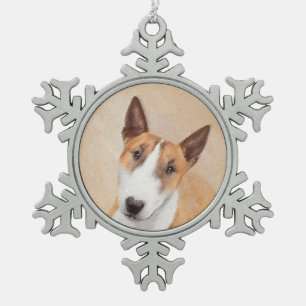 Miniatuur Bull Terrier Painting - Cute Original Do Tin Sneeuwvlok Ornament