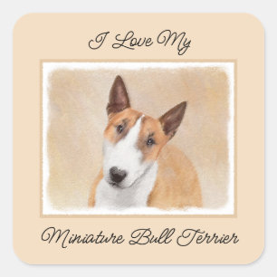 Miniatuur Bull Terrier Painting - Cute Original Do Vierkante Sticker