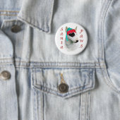 Miniatuur Bull Terrier Santa Paws Ronde Button 5,7 Cm (In situ)