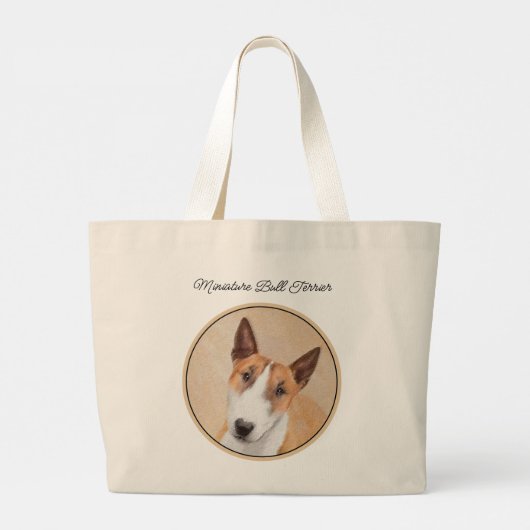 Miniatuur Bull Terrier Schilderen Originele Hond A Grote Tote Bag (Achterkant)