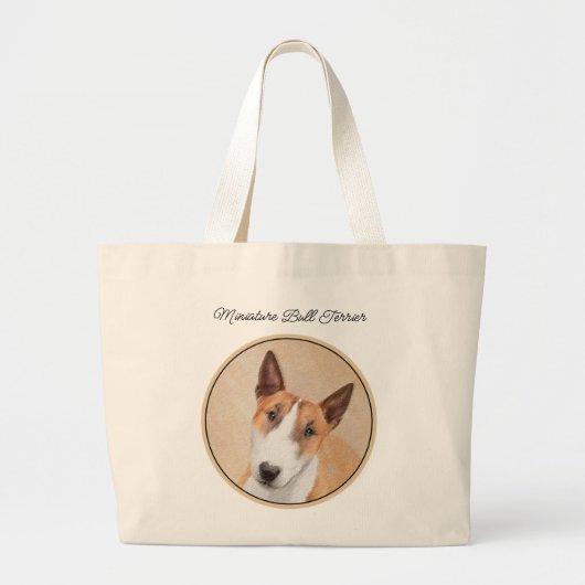 Miniatuur Bull Terrier Schilderen Originele Hond A Grote Tote Bag (Voorkant)