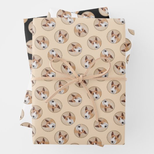 Miniatuur Bull Terrier Schilderen Originele Hond A Inpakpapier Vel (In situ)