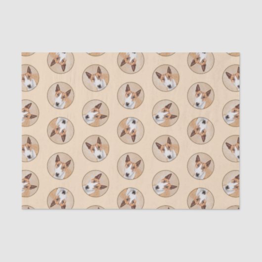 Miniatuur Bull Terrier Schilderen Originele Hond A Tissuepapier (Voorkant)