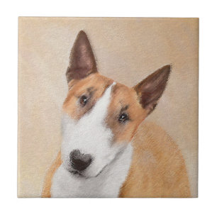 Miniatuur Bull Terrier Schilderij - Origineel Cute Tegeltje
