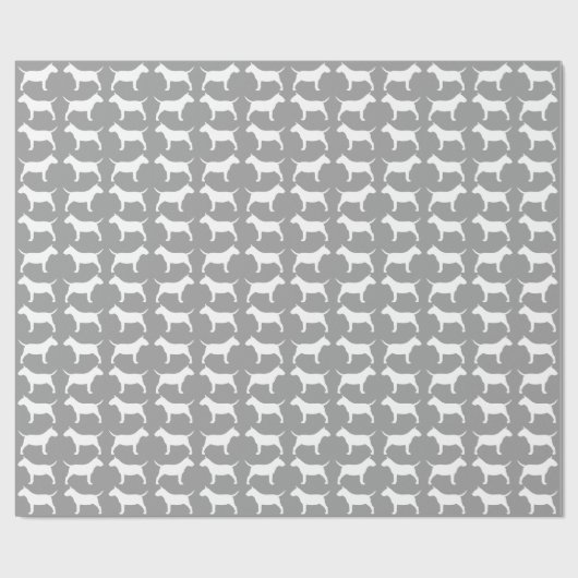 Miniatuur Bull Terrier Silhouettes Pattern Cadeaupapier (Vlak)
