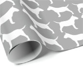Miniatuur Bull Terrier Silhouettes Pattern Cadeaupapier (Rol Hoek)