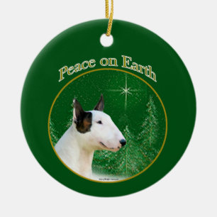 Miniatuur Bull Terrier Vrede Keramisch Ornament