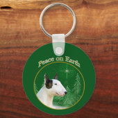 Miniatuur Bull Terrier Vrede Sleutelhanger (Voorkant)
