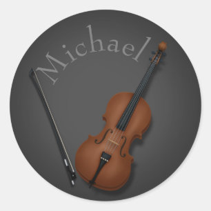 Miniatuur Cello & Bow Inside Persoonlijk Ronde Sticker