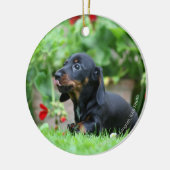 Miniatuur Dachshund 1 met gladde haren Keramisch Ornament (Links)