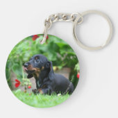 Miniatuur Dachshund 1 met gladde haren Sleutelhanger (Achterkant)