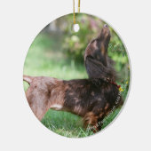 Miniatuur Dachshund 1 met lange vleugels Keramisch Ornament (Links)