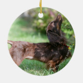 Miniatuur Dachshund 1 met lange vleugels Keramisch Ornament (Achterkant)