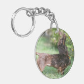 Miniatuur Dachshund 1 met lange vleugels Sleutelhanger (Voorkant Links)