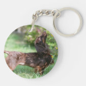 Miniatuur Dachshund 1 met lange vleugels Sleutelhanger (Achterkant)