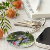 Miniatuur Dachshund 3 met gladde haren Sleutelhanger (Voorkant Rechts)