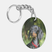 Miniatuur Dachshund 3 met gladde haren Sleutelhanger (Voorkant Links)
