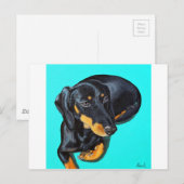 Miniatuur Dachshund Painting - diskette Briefkaart (Voorkant / Achterkant)