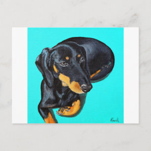 Miniatuur Dachshund Painting - diskette Briefkaart
