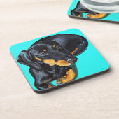 Miniatuur Dachshund Painting - diskette Drankjes Onderzetter (Linkerzijde)