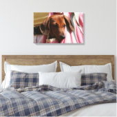 Miniatuur Dachshund Puppy met gladde haren Canvas Afdruk (Insitu (Slaapkamer))