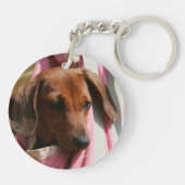Miniatuur Dachshund Puppy met gladde haren Sleutelhanger (Achterkant)