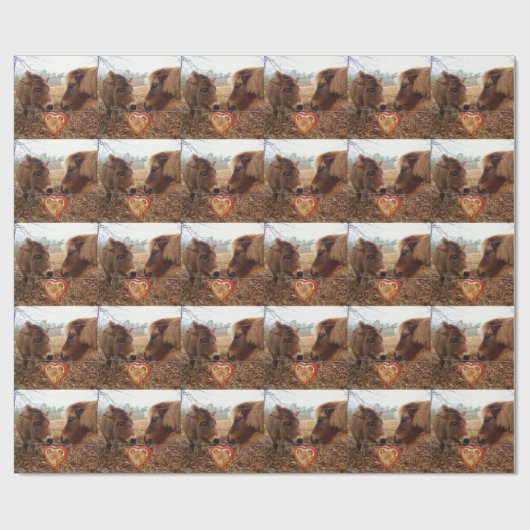 Miniatuur Donkey & Horse Valentijn Heart Cadeaupapier (Vlak)