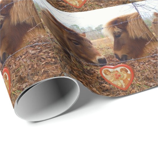 Miniatuur Donkey & Horse Valentijn Heart Cadeaupapier (Rol Hoek)
