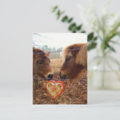 Miniatuur Donkey & Horse Valentijn Heart Feestdagenkaart (Staand voorkant)